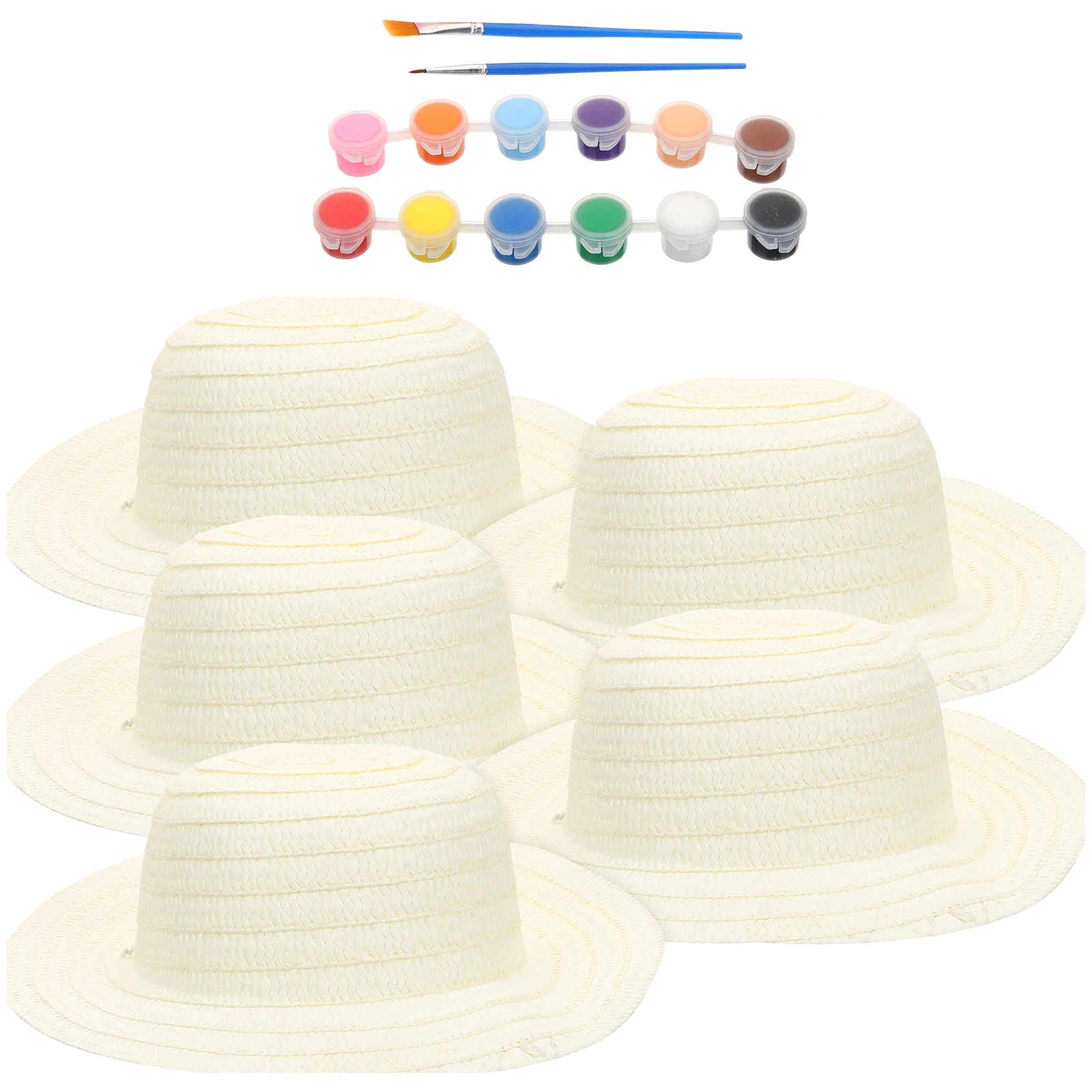 

Paint Your Own Hat Craft Kits Kids Straw Hats Plain Painting Set DIY Projects Party Favors Anti UV Straw Sunhats