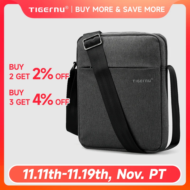

Tigernu Men Messenger Bags Waterproof Shoulder Bags For Men 9.7 11inch IPad Bag Male Business Bags Crossbody Bag Slingbag Mini