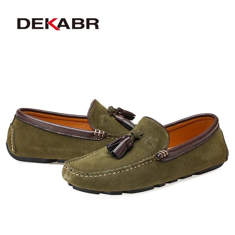 DEKABR Genuine Leather Men Shoes Spring Fashion Leather Men Loafers Flats New High Quality Casual Shoes For Men Driving Shoes