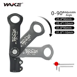 Wake Bicycle Handlebar Adjustable Stem Riser 90 Degree Mountain Bike Accessories 25.4mm/31.8mm 90mm/110mm for MTB BMX Cycling