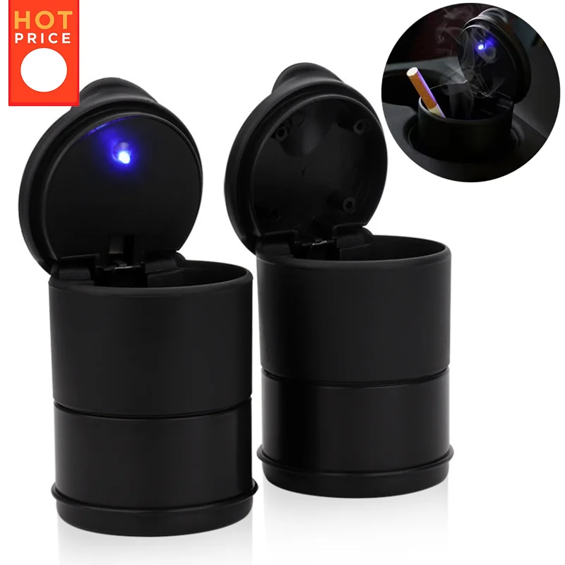 

1PC Universal Car LED Ashtray Portable Smokeless Container Cigar Ashtray Car Garbage Coin Storage Cup Auto Interior Accessories