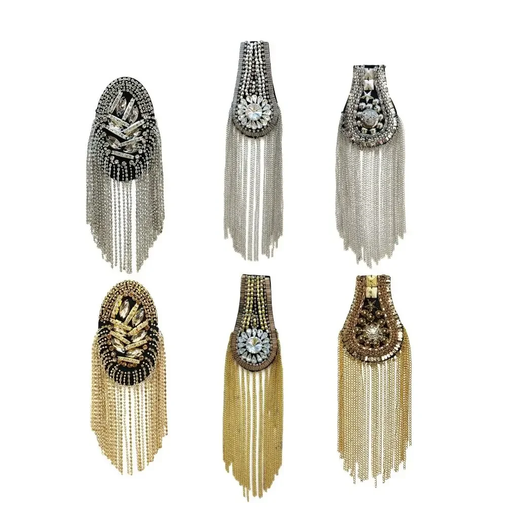 New Long Chain Shoulder Tassel Epaulet Detachable Rhinestone Shoulder Epaulettes Badge Gifts