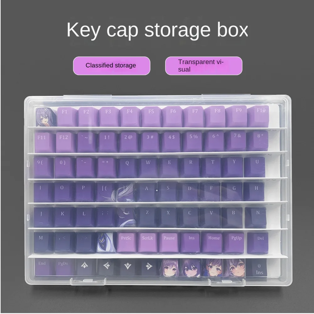 

Dustproof PC Keycaps Storage Box with Paper Dividers 77 1U Keys Clear Keycaps Case Large Opening Universal Keyboard Keycaps Tray