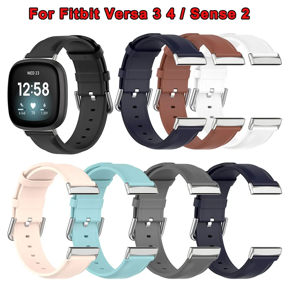 Leather Watch Strap For Fitbit Versa 3 4 Sense 2 Wristband Bracelet SmartWatch Wrist Band Fitbit Versa3 Versa4 Sense2