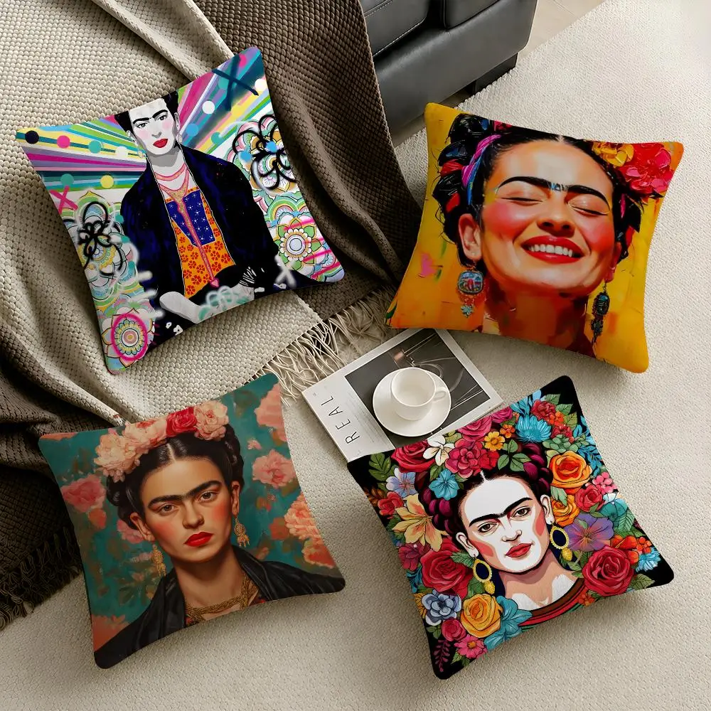 Artist Frida Kahlo Portrait Cushion Cover  Throw Pillow Soft Short Plush Cozy Durable Colorfast For Sofa Bedroom Home Decor Gift