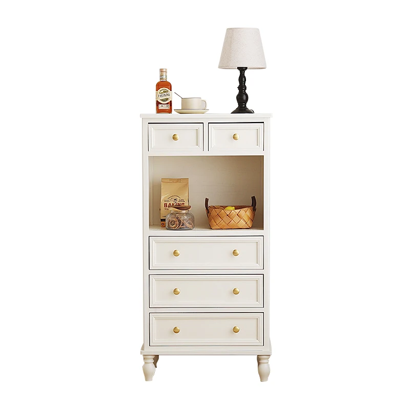 

French cream style solid wood chest, bedroom locker, American retro cabinet, living room side cabinet, drawer