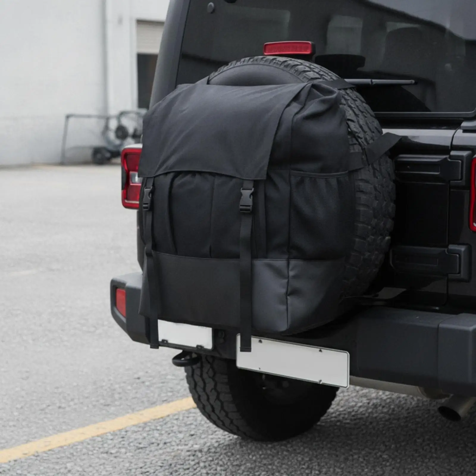 Hanging Spare Tire Storage Bag for Car Rear Door Oxford Cloth Pouch with Mesh Side Pockets Durable Travel Cargo Organizer for