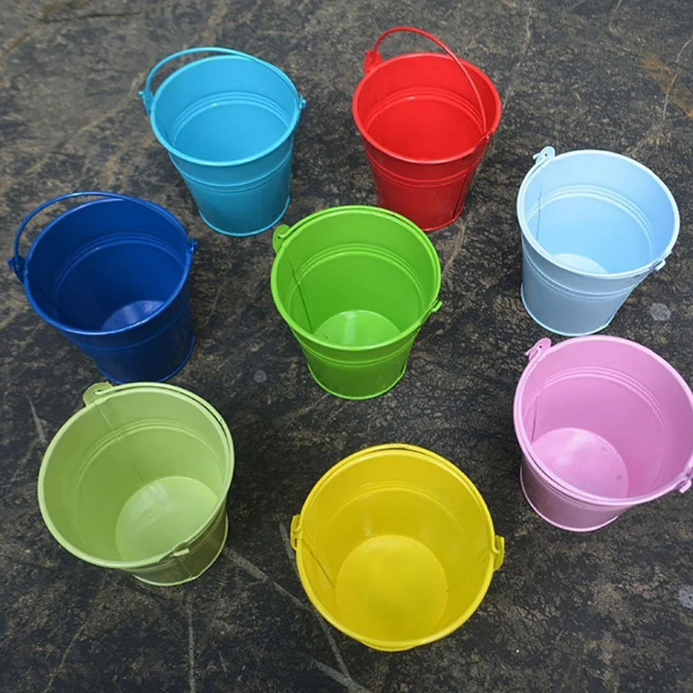 

10pcs Colorful Metal Flower Pots 7.7X7.5X5.6Cm Mixed Colors For Garden Balcony Fence Decor Plant Holder Hanging Flower Pots