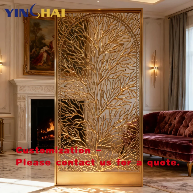 

custom.Customized Design Gold Metal Room Divider Living Room Decorations Separator Stainless Steel Metal Partition Screen Pa