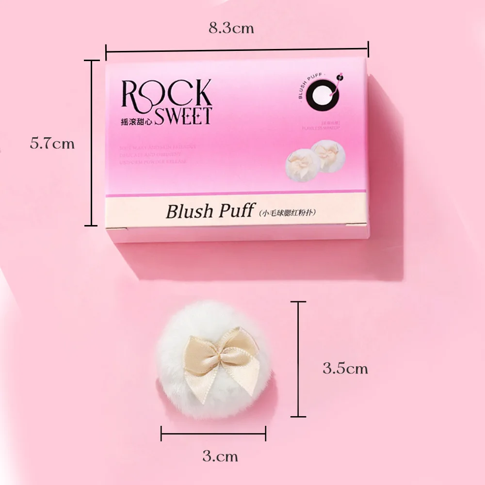 ROCK SWEET Mini flokowany puszek do pudru na kciuk, dwupak, mały, sypki puder do makijażu, róż do policzków