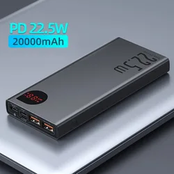 20000mAh Portable Power Bank PD22.5W Fast Charging Type-C External Battery Charger Suitable For IPhone, Samsung, Xiaomi