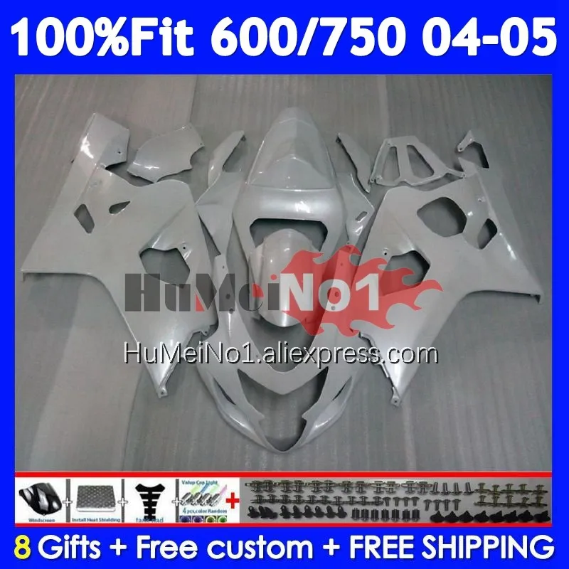 OEM Body For SUZUKI GSXR 750 600 CC K4 GSX-R600 103No.3 GSXR-750 GSXR600 Pearl White GSXR750 04 05 2004 2005 Injection Fairing