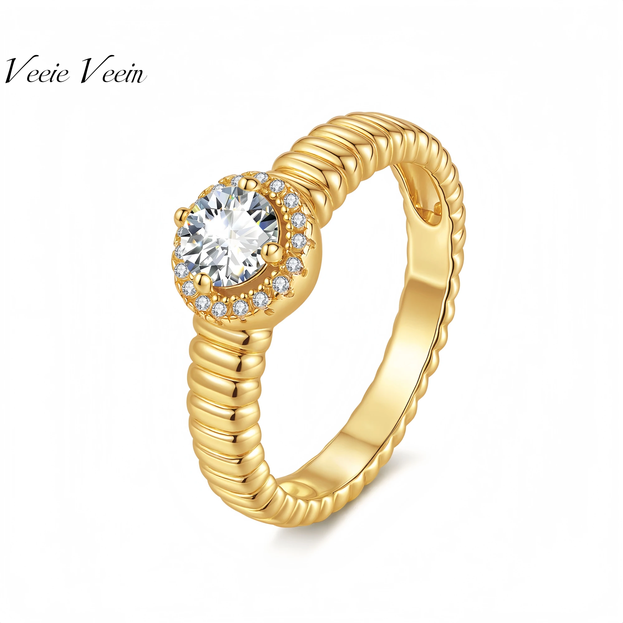 

Veeie Veein Элитный бренд Высокое качество Мода Четыре когтя Инкрустация Муассанит Сертификат GRA Кольцо Ювелирные изделия из стерлингового серебра S925