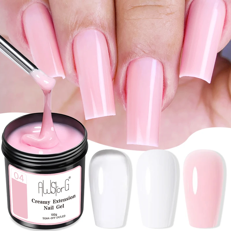 AWStorG 100g Extension French Acrylic Gel Kit Soak Off UV LED Camouflage Color Hard Gel Jelly Fast Dry Nail Building Extend Gel