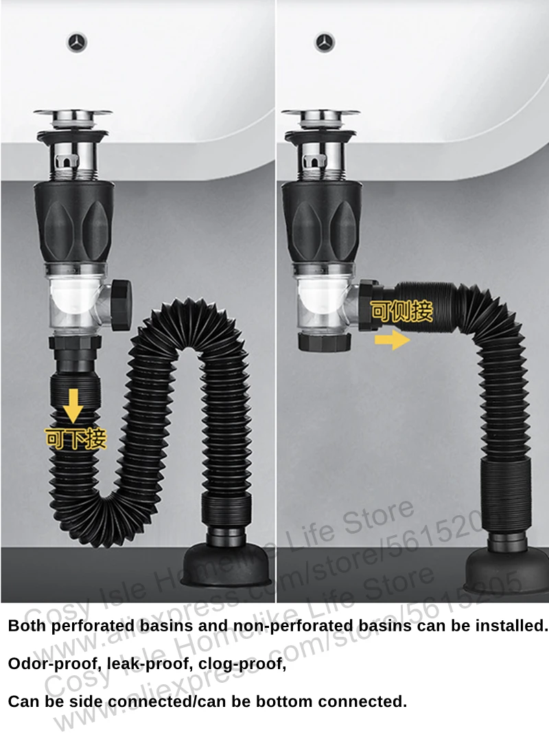 Kitchen Sink Downcomer 40 50 Stainless steel Spring Stopper Mop Pool drainer Anti-backodor Insect Proof Sewer Pipe Accessories
