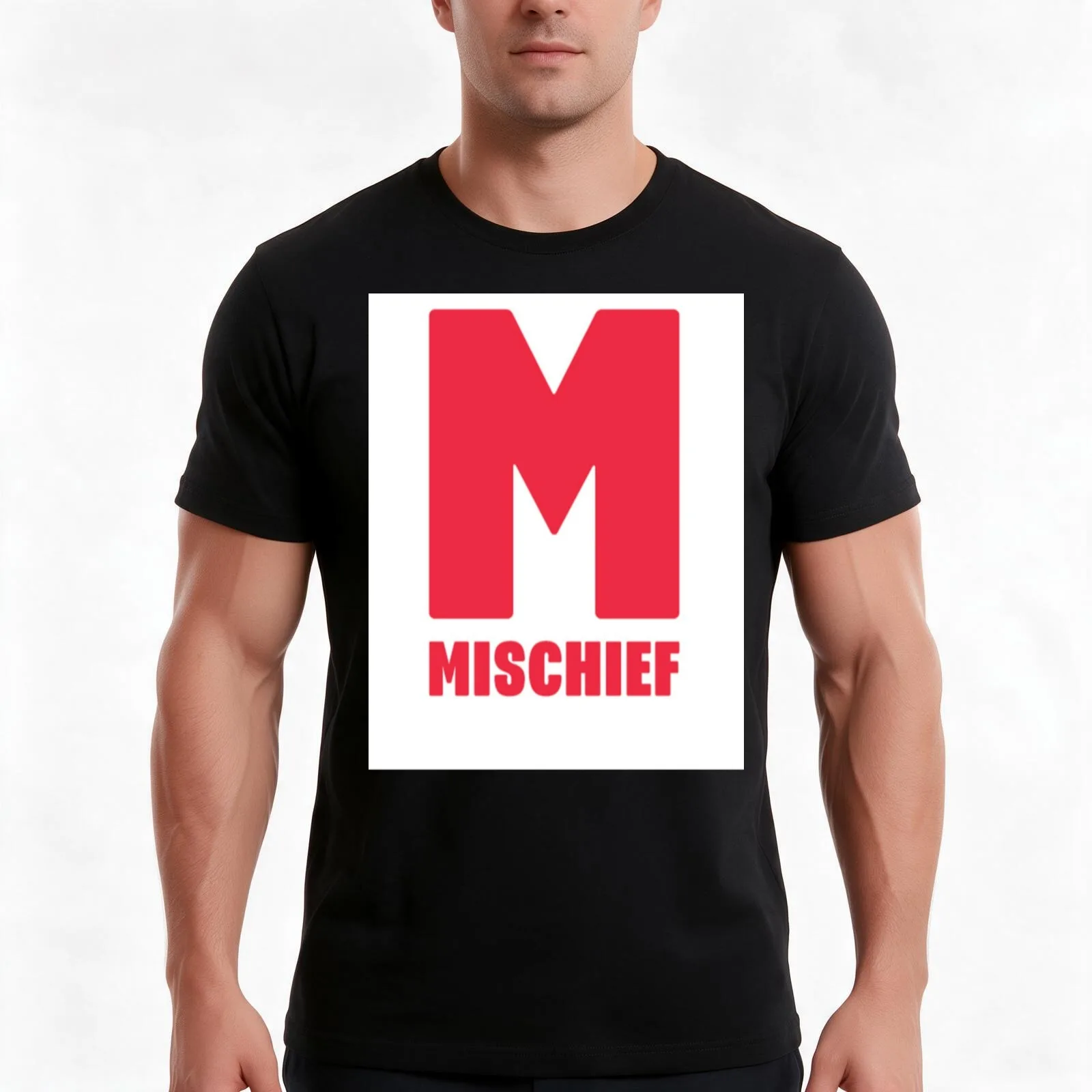 mischief theatre T-Shirt, Summer Casual Cotton Tee, Oversized Streetwear Tops, Vintage Graphic Print, Loose Fit Short Sleeve