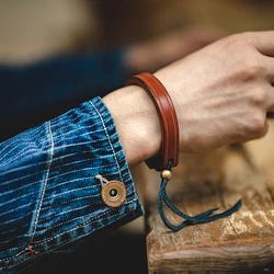 Maden Vintage Vegetable Tanned Leather Bracelet Adjustable Bracelet Jewelry Accessories for Men And Women