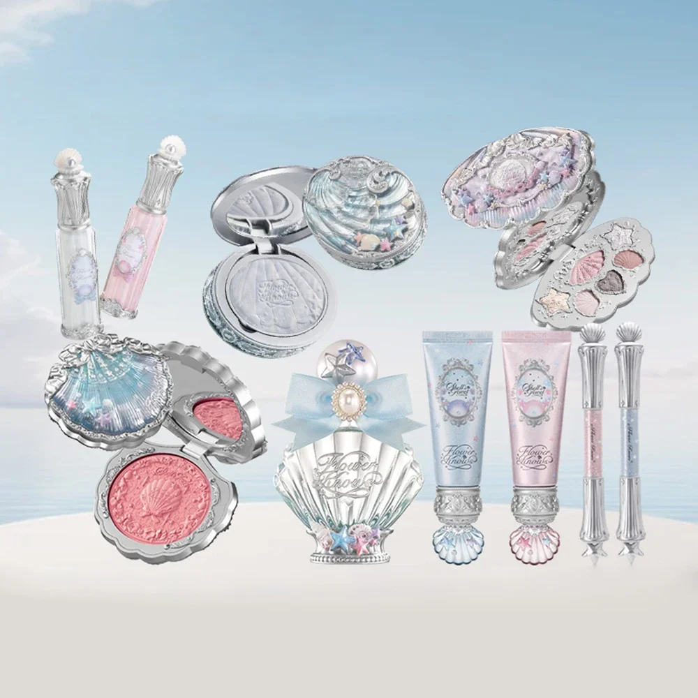 Flower Knows Shell Pearl Makeup Set Eyeshadow Lip Gloss Blush Ocean Gift Box Cosmetic Kit New Collection Mermaid Theme
