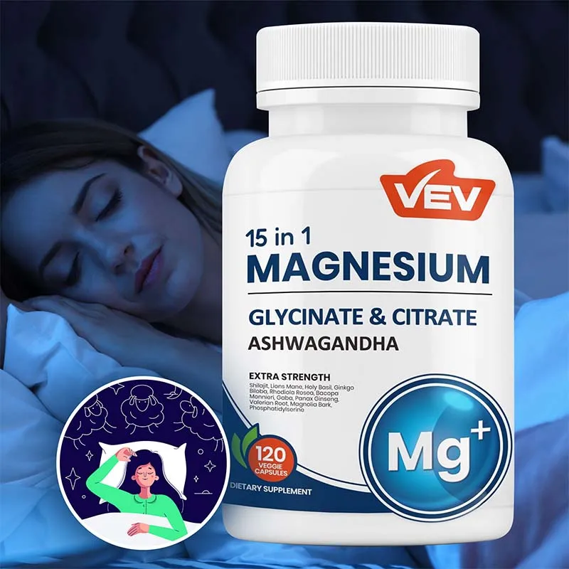 

15 in 1 Magnesium Glycinate & Citrate Complex - Contains Ashwagandha and L-Theanine To Help Reduce Stress and Improve Sleep