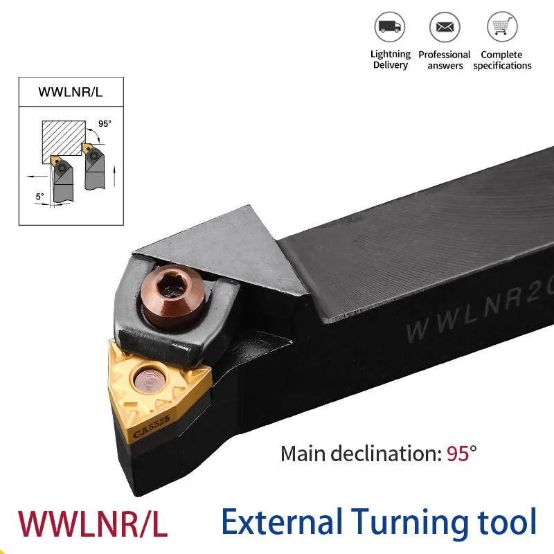 WWLNR2020 WWLNR2525 WWLNR3232 External Turning Tool Holder WNMG Carbide Inserts WWLNR Lathe Bar CNC Cutting Tools Set