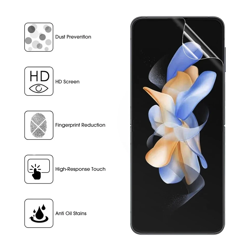 4 piezas Película de hidrogel interior para Samsung Galaxy Z Flip 5 4 3 Protector de pantalla TPU 5