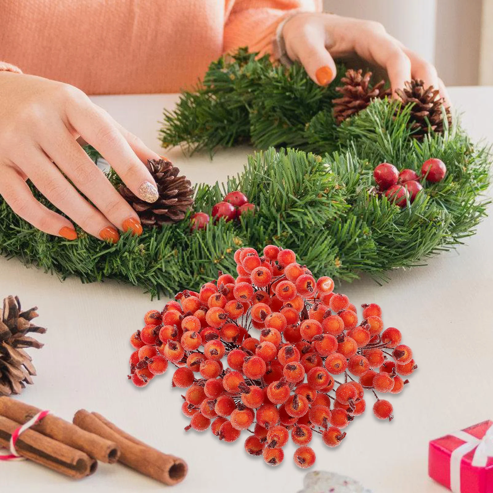 200 قطعة عيد الميلاد الصغيرة متجمد الاصطناعي رغوة التوت زهرة البرتقال ل جارلاند الزفاف سيارة باقة دبوس الشعر DIY بها بنفسك الديكور