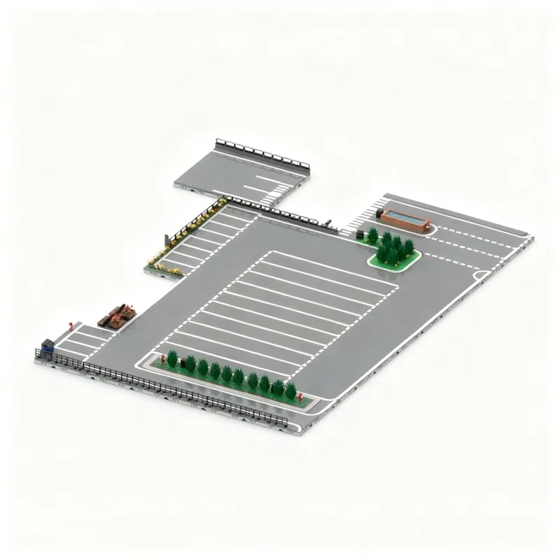 5197pcs MOC Modular Buildings V2 Modular Logistics Center - Large Parking Area Model Building Blocks Architecture DIY Creative