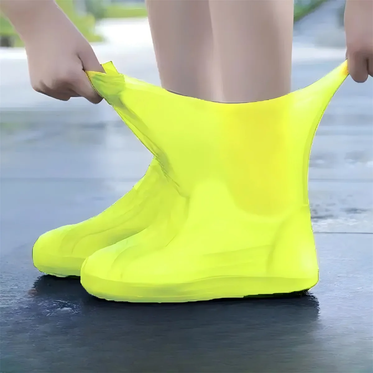 1 Pair Rubber Rain Boot Overshoes For Outdoor Use, Silicone Waterproof Shoe Covers, Rainy Day Shoe Cover, Reusable Non-Slip Rain view 3