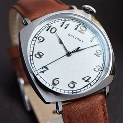 Baltany 1921 Vintage Square Men's Automatic Watch Sapphire Stainless Steel Leather Waterproof 5Bar Classic Watch reloj hombre