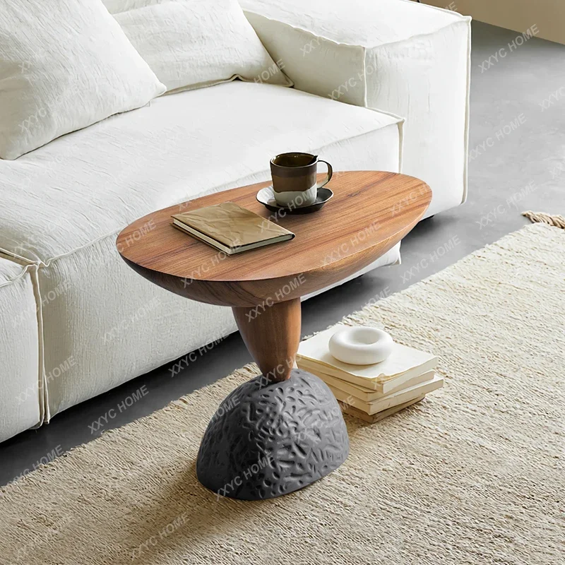 

Medieval creative simple light luxury sofa side table balcony bedroom bedside solid wood corner few