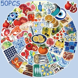 50pcs Mediterranean Tomato Stickers Decals For Phone Scrapbook Luggage Guitar Refrigerator DIY Graffiti Aesthetic Stickers