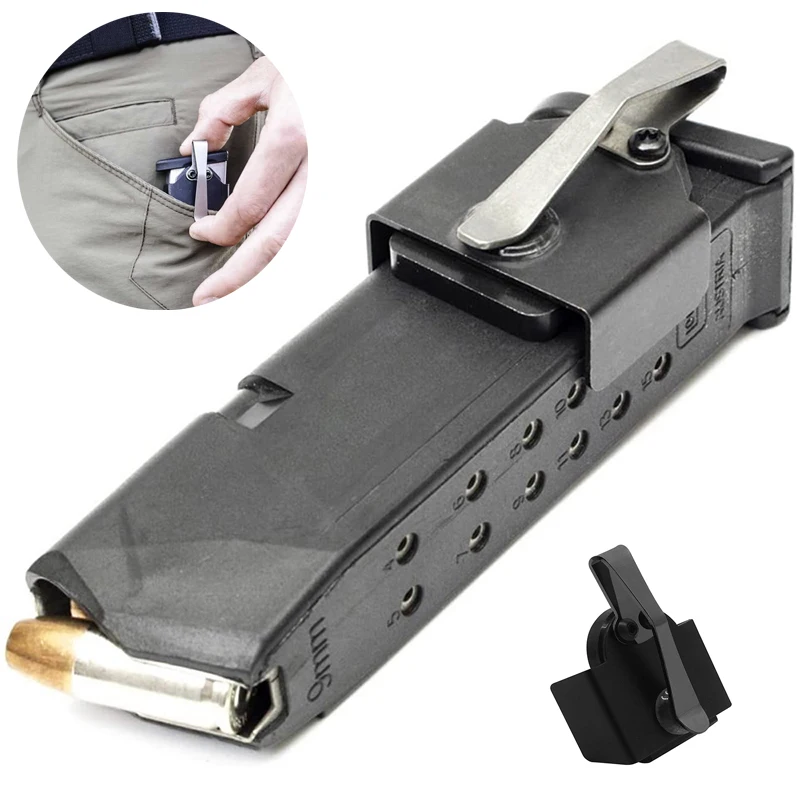 Tactical Heavy Duty Magnetic Pocket Magazine Holder Mag Speed Loader Belt Holster Clips for Hunting Pistol 9mm / .40 S&W