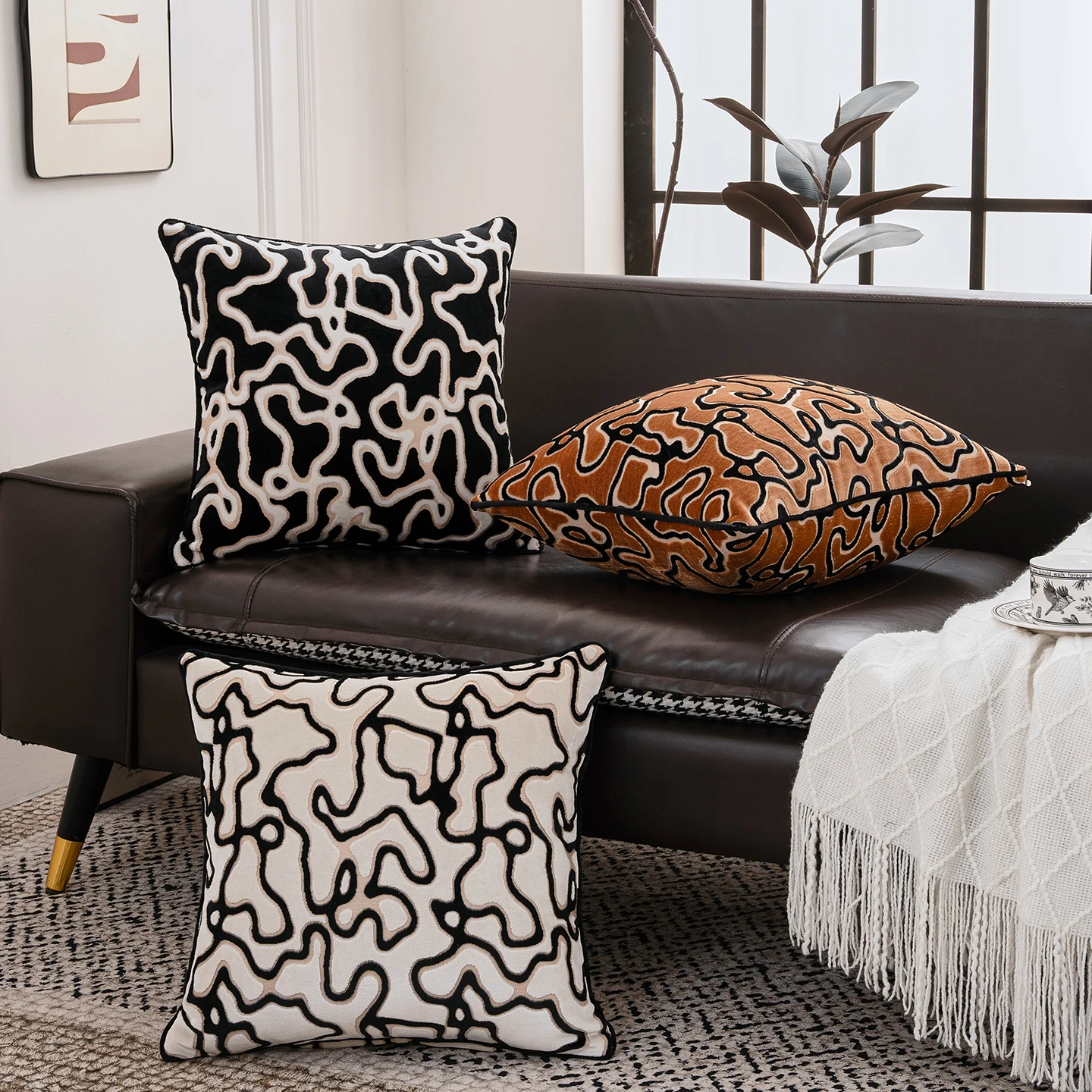 Jacquard Cushion Cover 45x45cm for Sofa Soft Fleece Pillowcase Cover for Home Pillow Sham Derorative Cushion Case