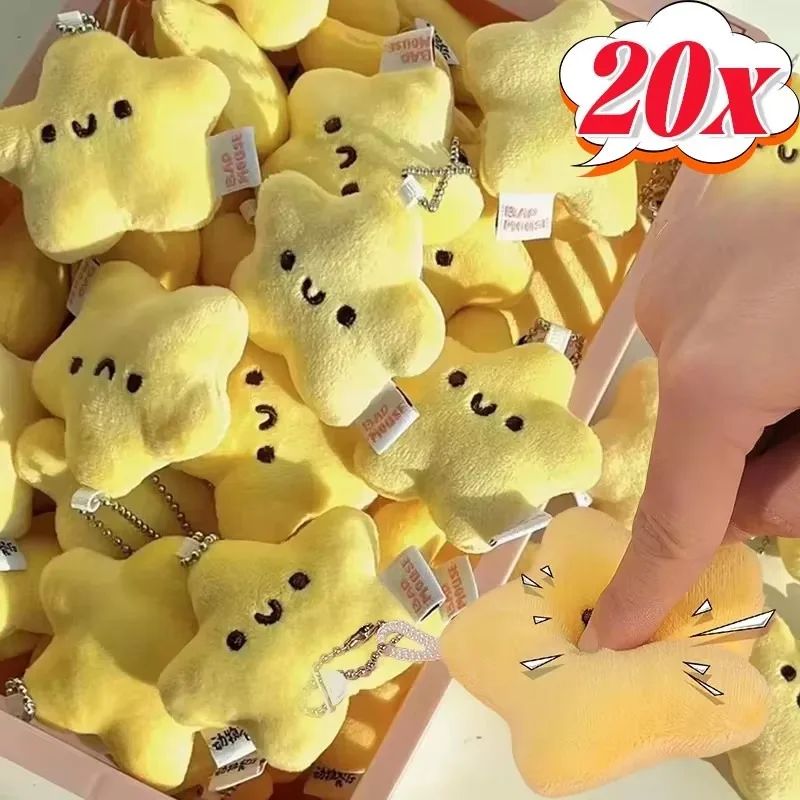 Cute Stars Plush Toy Keychain Girls Fluffy Soft Cute Backpack Bag Pendant Practical Mini Yellow Keychain Charms Keychains Gifts image 2