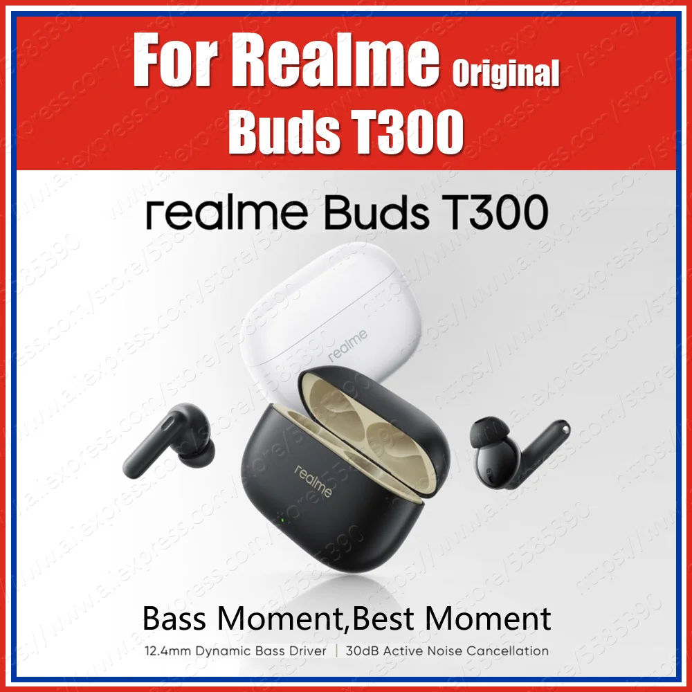T300 30dB ANC 2.0 AAC SBC Original Realme Buds T300 TWS Wireless Bluetooth Earphones IP55 Outdoor Earbuds Sports Headset