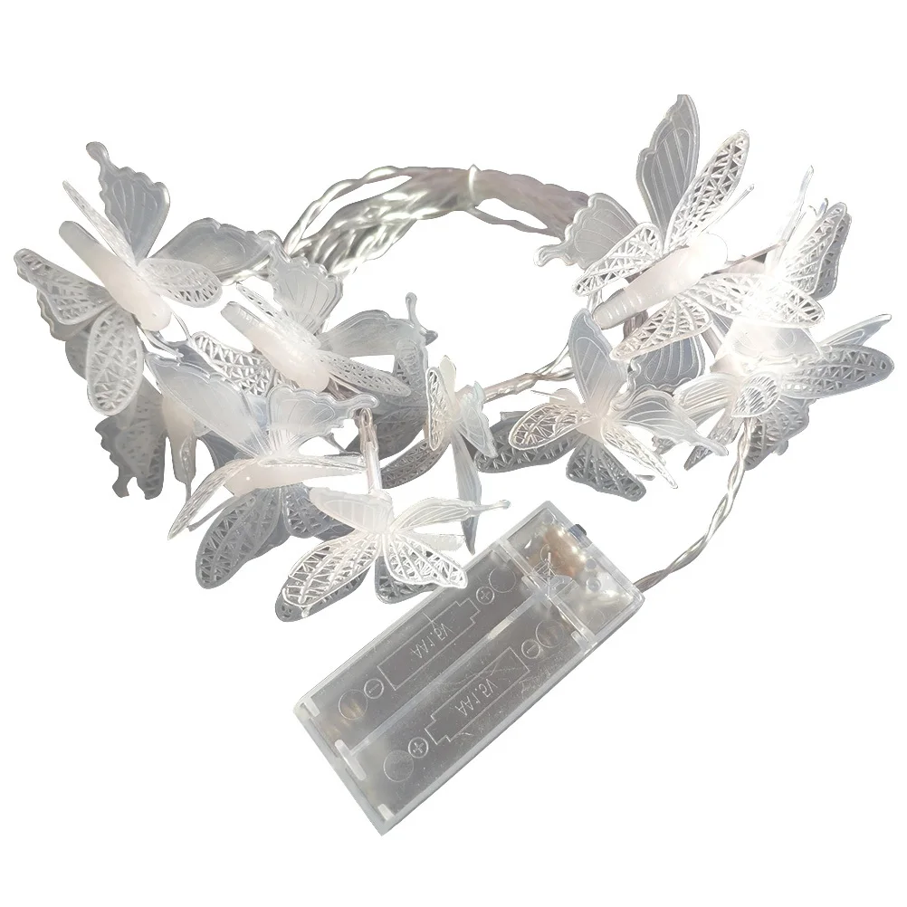 فراشة سلسلة الدافئة الأبيض Led الجنية أضواء للمنزل حديقة حفل زفاف الديكور الشريحة تعمل أضواء الحفلات #6