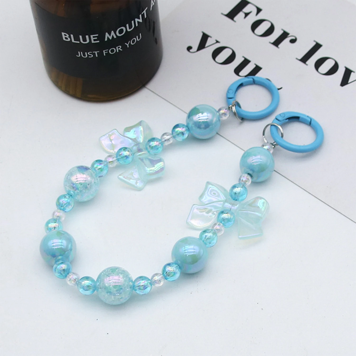 Butterfly Bowknot Beaded Mobile Phone Charm Strap Keychain Lanyard for Women Cute Girl Jewelry Phone Hanging Rope Holder Pendant