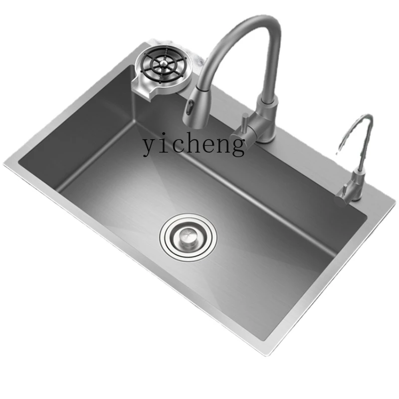 

YY Sink Gun Gray Single Sink Household Handmade Counter Washing Basin Sink