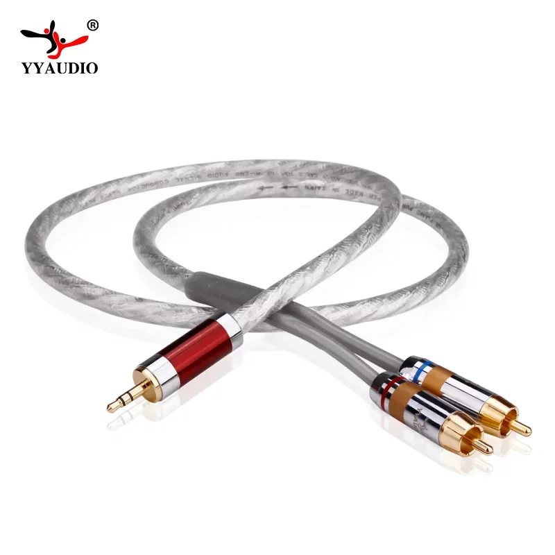 

YYAUDIO 3.5mm Jack To 2RCA OFC Audio Cable Aux To Rca HIFI Stereo Signal Wire Plug For Amplifier, Mobile Phone, Computer