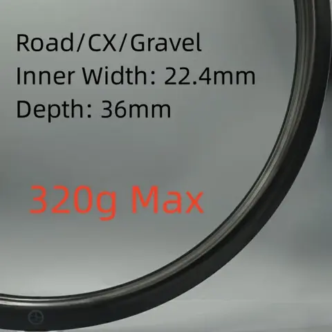 MAX320g 700C 28mm Width 36mm Depth Keel Reinforcement Road/CX/Gravel Carbon Rim Tubeless Clincher