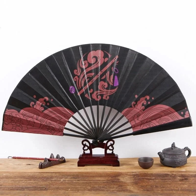 Anime Mo Dao Zu Shi Wei Wuxian Hanfu Ancient Style Folding Fan Handheld Cloth Fan Cospaly Costume Props