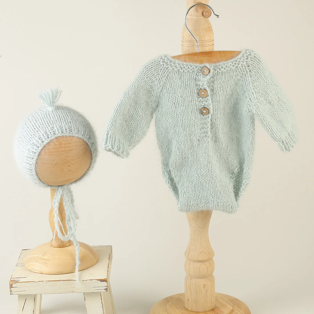 Knitted Baby Girl Dress Newborn Photography Props Baby Outfit Infant Romper And Hat Photography Accessories