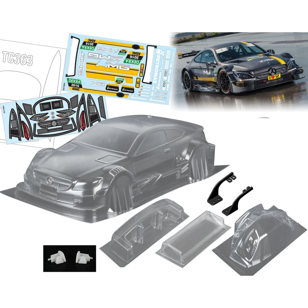 1 10 Benz DTM Clear Body W/Rear Wing + Light Buckles for On Road Rc Drift Car Tamiya tt02 tt01 Kyosho Fazer MST Hsp 94123