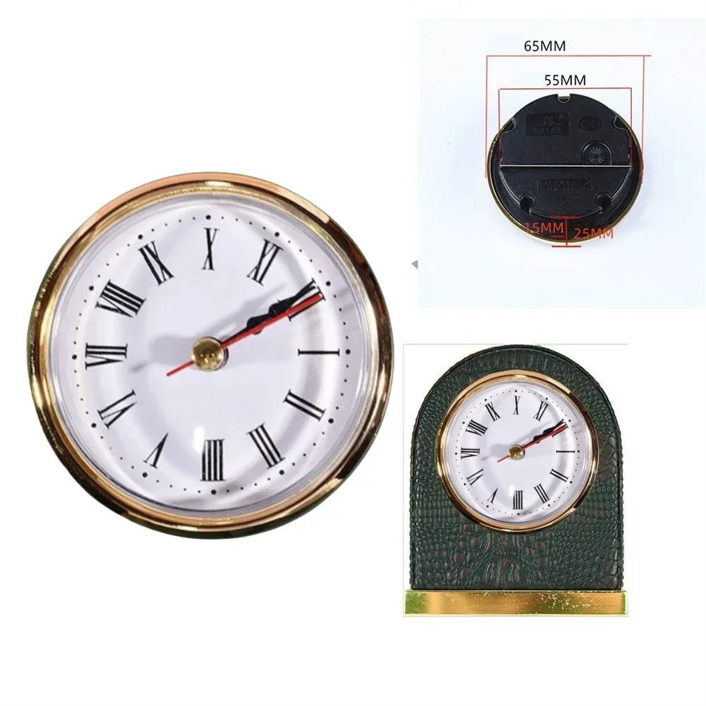DIY Clock Repair Kit 65MM Quartz Clock Inserts Movement Insert Replacement with Arabic Numerals Gold Trim Clear Lens
