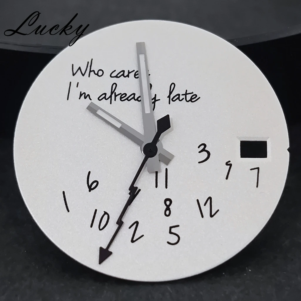 

Модифицированный циферблат для часов 28,5 мм с секундной стрелкой-молнией, DIY-циферблат для механизмов NH35 NH36. Неважно, уже поздно!