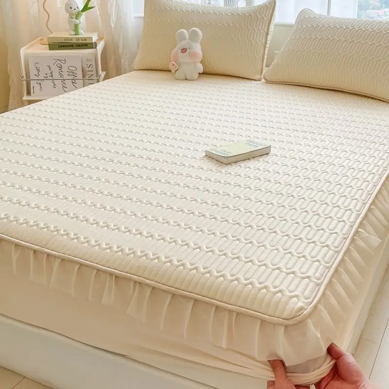 Home Textiles Summer Cool Latex Fitted Sheets Pillowcase 3pcs Non-slip Elastic Band Mattress Protector Cover Bedspread Bed Sheet