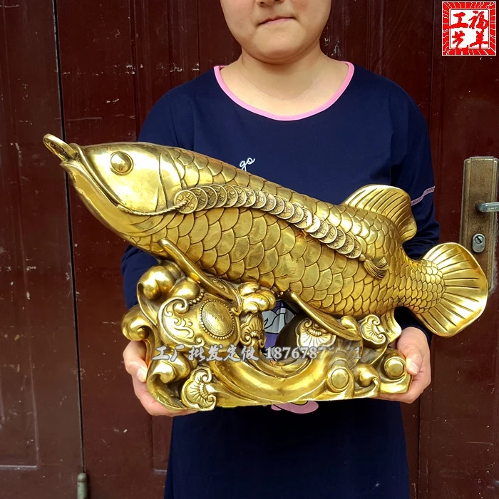 60CM Huge large - HOME Company Store TOP COOL Efficacious Talisman Recruit money Arowana Golden Fish FENG SHUI copper statue