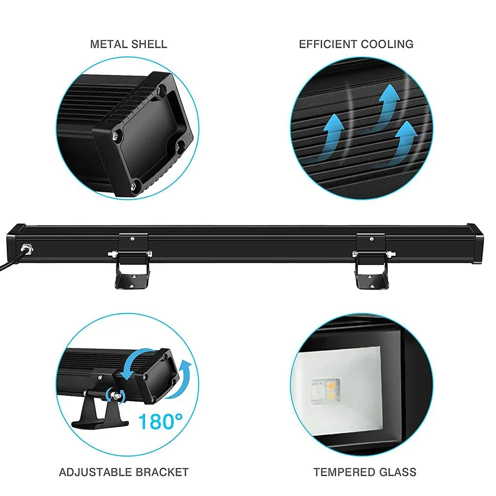 Lámpara RGBCW regulable para exteriores, luz de pared de 2 piezas, 45W, impermeable, Control por aplicación, para jardín, iglesia, escenario,