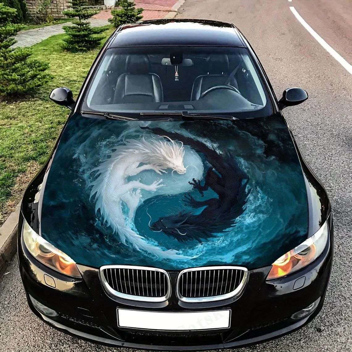 

Yin - Yang Dragons Car Hood - Self-Adhesive, Waterproof & Scratch-Resistant Sticker , Perfect For Vehicle Customization & Gifts