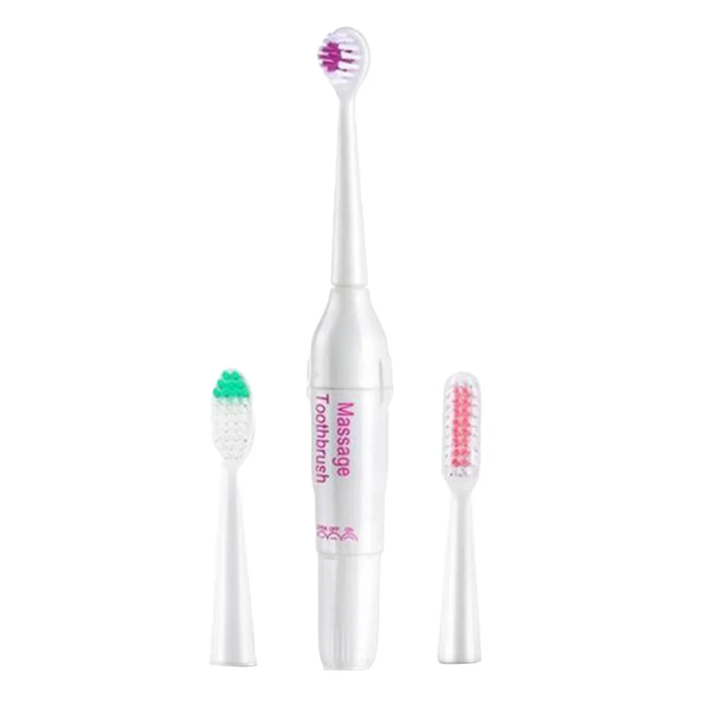 

Electric Toothbrush Waterproof Powered Set 3 Replacement Brush Heads Rectangular Triangular Round Oral Care for Family